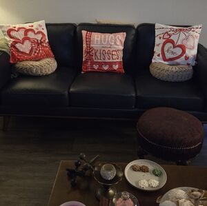 Red and White Heart-Themed Throw Pillow Covers